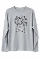 Remera de manga larga en color blanco con estampado gráfico floral y tipografía en el centro del pecho.