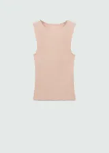 Top sin mangas de tejido de punto fino con textura acanalada y cuello redondo, de diseño entallado al cuerpo.