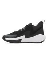 Championes Under Armour Curry 3Z7 SDE de básquet, color negro con entresuela blanca. Combinan capellada de malla transpirable y revestimientos de cuero, con amortiguación Charged Cushioning y suela de goma con patrón de tracción.