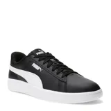 Championes urbanos Puma modelo Smash 3.0 L, color negro con detalles en blanco. Confeccionados en cuero sintético, presentan el logo de la marca en el lateral y la lengüeta, con cierre de cordones y suela de goma resistente.