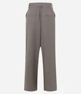 Pantalón de sastrería corte wide leg color marrón, con estampado pied de poule, cintura alta con trabillas y cinturón a juego con hebilla.