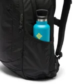 Mochila Columbia Manresa de 25 litros color negro, con tecnología Omni-Shield que repele la humedad y manchas. Cuenta con compartimentos principales, funda acolchada para laptop de hasta 13 pulgadas, bolsillos laterales de malla para botellas y panel trasero transpirable.