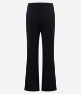 Pantalón flare negro de punto roma con viscosa certificada, cintura incorporada y sin estampado.
