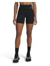 Short deportivo Under Armour de la línea HeatGear, color negro, con ajuste ceñido al cuerpo, cintura alta elástica y logo reflectante en la pierna.