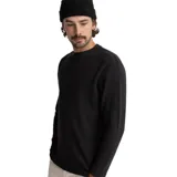 Buzo negro de tejido waffle con cuello redondo y mangas largas.