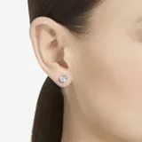 Par de aros de botón Swarovski de la familia Constella, con cristales blancos redondos engarzados en garra doble y baño de rodio.