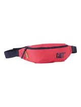 Riñonera Caterpillar modelo Waist Bag, color rojo con detalles en azul marino y logo impreso en el frente. Cuenta con cierre superior y correa ajustable.