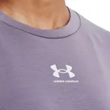 Remera Under Armour de mujer, color lila, de tejido Terry ultrasuave y ligero con la parte interior cepillada para mayor calidez.