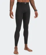 Calza deportiva negra de alto rendimiento, de diseño ajustado y cintura elástica con logo de la marca.