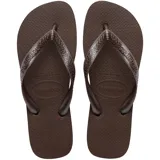 Ojotas Havaianas modelo Top Tiras Flip Flops, color marrón oscuro, con tiras texturizadas y logo de la marca en relieve.