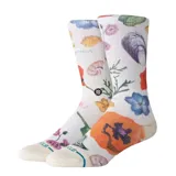 Medias Stance California Native Crew con estampado de flores y conchas marinas.