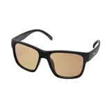 Lentes de sol unisex MDQ Kirra con montura rectangular negra y lentes fotocromáticas marrones.