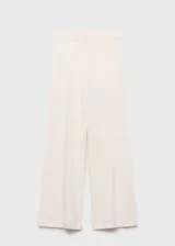 Pantalón de punto fino con diseño wide leg, tiro alto y cintura elástica.