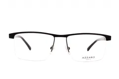 Armazón para lentes de receta Azzaro, modelo rectangular con marco superior negro y marco inferior transparente.