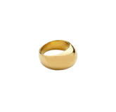 Anillo ovalado de acero quirúrgico con baño de oro de 18k.
