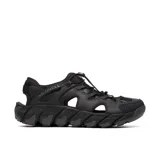 Sandalias de trekking Merrell modelo Maipo Explorer Sieve, color negro, con diseño híbrido que combina la protección de una zapatilla con la ventilación de una sandalia. Cuentan con sistema de ajuste rápido con cordón elástico, suela dentada de goma adherente y ranuras de flexión.