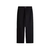 Pantalón de gabardina negro, de corte recto y tiro medio.