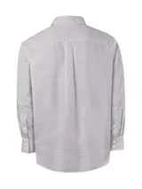 Camisa de manga larga RKF con estampado de cuadros pequeños en tonos azul, rojo y blanco. Presenta cuello button-down, bolsillo frontal en el pecho con logo bordado y cierre de botones.