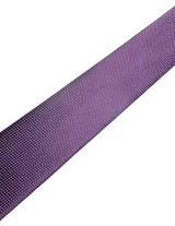 Corbata de seda azul marino con estampado paisley en tonos rosados y blancos.