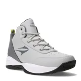 Championes deportivos Topper modelo Candun CS de caña media, color gris con detalles en gris oscuro y blanco. Presentan cierre con cordones, suela de goma resistente y logo de la marca en el lateral y la lengüeta.
