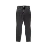 Pantalón de jean skinny de tiro alto, color gris oscuro con efecto lavado.