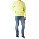 Buzo Lacoste color amarillo flúor, de corte clásico, con cuello redondo y logo bordado en el pecho.