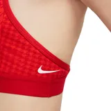 Sostén deportivo Nike Dri-FIT Indy Icon Clash con estampado de pata de gallo en tonos de rojo. Diseño de soporte ligero con espalda deportiva y tirantes regulables.
