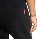 Pantalón de jogging DC Shoes modelo Clewiston, color negro con estampa vertical en contraste con el nombre de la marca en la pierna, puños elásticos en los tobillos y bolsillos laterales.