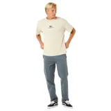 Pantalón de gabardina azul con corte chino, bolsillos laterales y traseros.