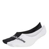 Pack de dos pares de medias invisibles Adidas, una en color blanco y otra en color negro, con el logo de la marca estampado en el empeine.