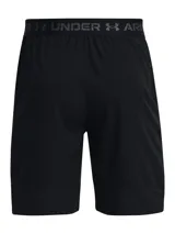 Short deportivo Under Armour UA Vanish Woven de 8 pulgadas para hombre, color negro con logo gris en la pierna.