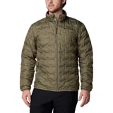 Campera técnica de plumas Columbia modelo Delta Ridge II, con tecnología HeatSeal™ de construcción sin costuras y forro termorreflectante Omni-Heat™. Presenta cierre frontal completo, cuello alto con protección para la barbilla y bolsillos laterales con cierre.