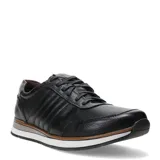 Championes urbanos Democrata modelo Grow, color negro, confeccionados en cuero con textura, cordones al tono y suela de goma con detalle en color marrón y blanco.