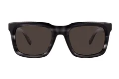 Lentes de sol Azzaro con armazón cuadrado de acetato en tono gris jaspeado y cristales oscuros polarizados.
