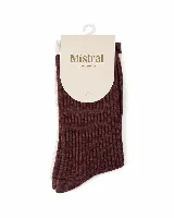 Media larga de tejido acanalado con detalle de raya en el borde superior, marca Mistral.