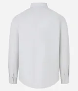 Camisa de vestir masculina de manga larga, confeccionada en tricolina con un sutil estampado de cuadros grid. Presenta cuello clásico, abotonadura frontal y puños con botones.