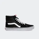 Championes de caña alta Vans SK8-HI, color negro con detalles en blanco y rojo.