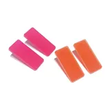 Par de aros rectangulares de acrílico, uno fucsia y otro naranja.