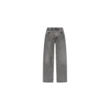 Pantalón de jean Allsaints de corte relajado, color gris con efecto acid wash, tiro medio y diseño de pernera recta.