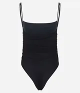 Body de tul color negro con breteles finos ajustables, escote redondeado y detalle de fruncidos laterales. Marca Blue Steel.