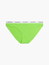 Bombacha clásica Calvin Klein color verde lima, de algodón elástico con cobertura trasera moderada, talle medio y cintura elástica con logo.
