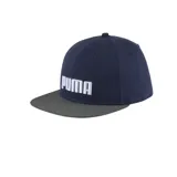 Gorra Puma unisex azul marino con visera gris y logo Puma bordado en blanco.