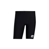 Short de baño negro ajustado, con logo Adidas blanco en la pierna derecha.