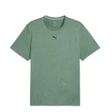 Remera de hombre Puma Essentials, de corte regular y cuello redondo. Presenta un diseño de acabado jaspeado en color verde y el logo del felino estampado en el centro del pecho.