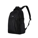 Mochila urbana Terrano de color negro, con diseño funcional de tres compartimentos con cierre. Incluye espacio interno para laptop, bolsillos laterales porta botella y correas de ajuste lateral.