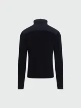 Cárdigan Moncler Grenoble con frente acolchado en tejido técnico y mangas y espalda en tejido de punto de algodón. Presenta cuello alto con cierre de botón a presión, cierre frontal con cremallera bidireccional y bolsillos laterales con cremallera.