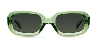 Lentes de sol maxi modelo Dashi, con armazón semi cuadrado 3D de policarbonato color verde oscuro y lentes polarizadas antirayaduras color verde claro.