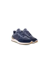 Zapatillas Ecco Astir de cuero azul con detalles en gamuza y cordones a tono.
