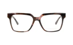 Armazón de lentes Demenego modelo 161/53, color marrón con patrón carey y diseño cuadrado de inspiración geométrica.