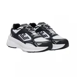 Championes deportivos EA7 Emporio Armani, diseño de estilo chunky con combinación de colores blanco y negro. Presentan el logo de la marca en el lateral y en el talón, con suela de plataforma robusta y cordones.